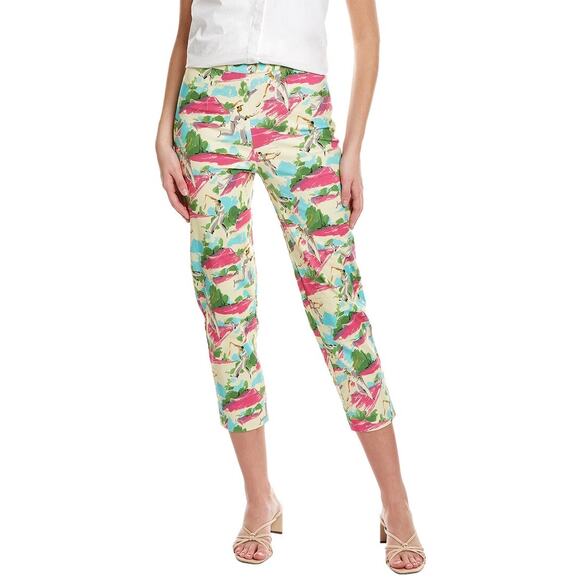 Frances Valentine Lucy Stretch Botanical Bash Cropped Pants Sz 4 Preppy Coastal - Picture 1 of 7